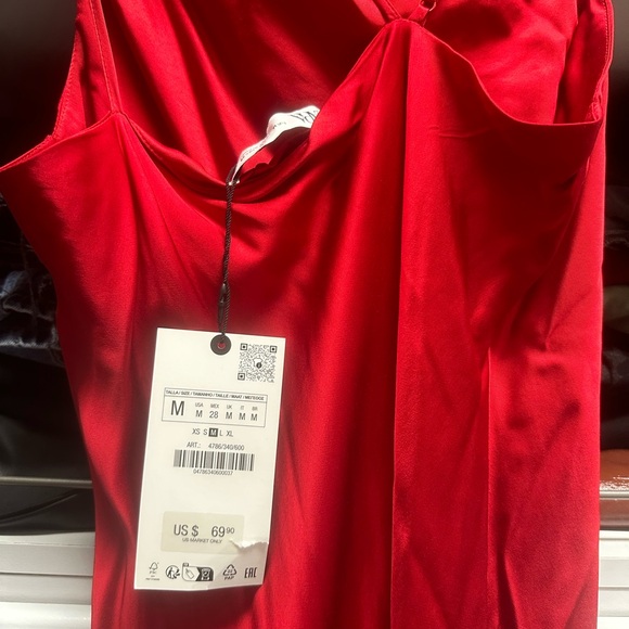 Zara Red Satin Midi Dress - Picture 5 of 5